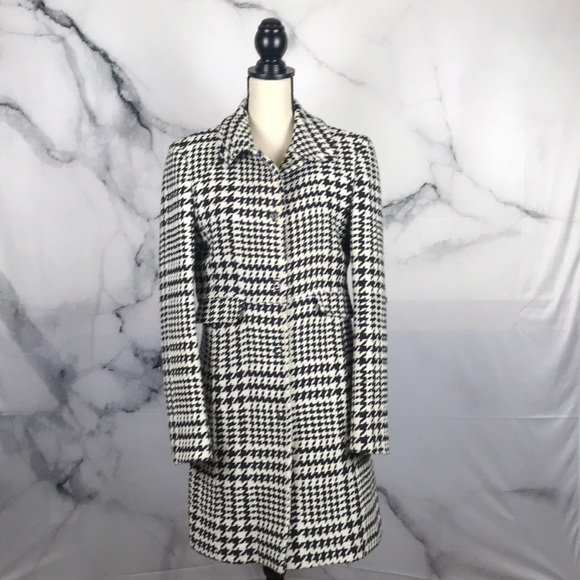 TOMMY HILFIGER black & white houndstooth coat - Picture 1 of 7